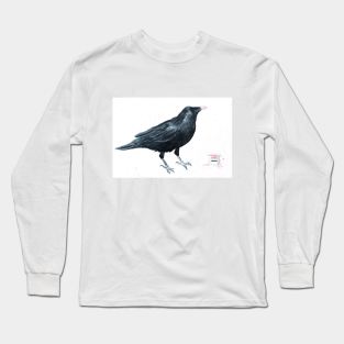 Greedy Raven Watercolour Painting Long Sleeve T-Shirt
